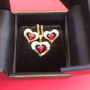Matching ruby earrings and necklace